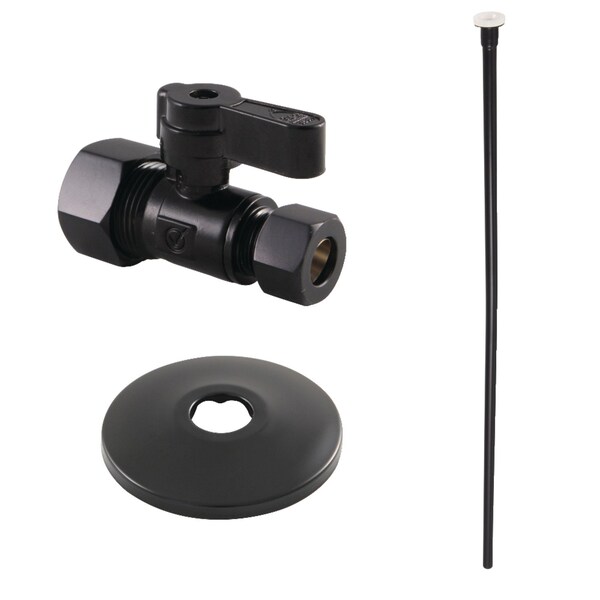 Toilet Supply Kit, 58 OD x 38 OD Comp Straight Valve, Matte Black